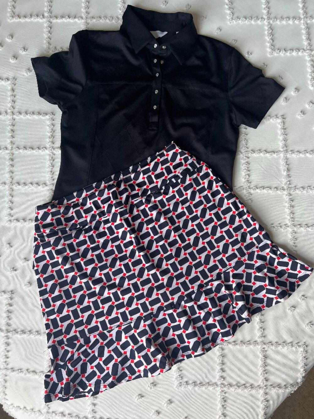 Tail Golf Skort Navy Blue Red White Geometric Print Front Pockets SIZE SMALL